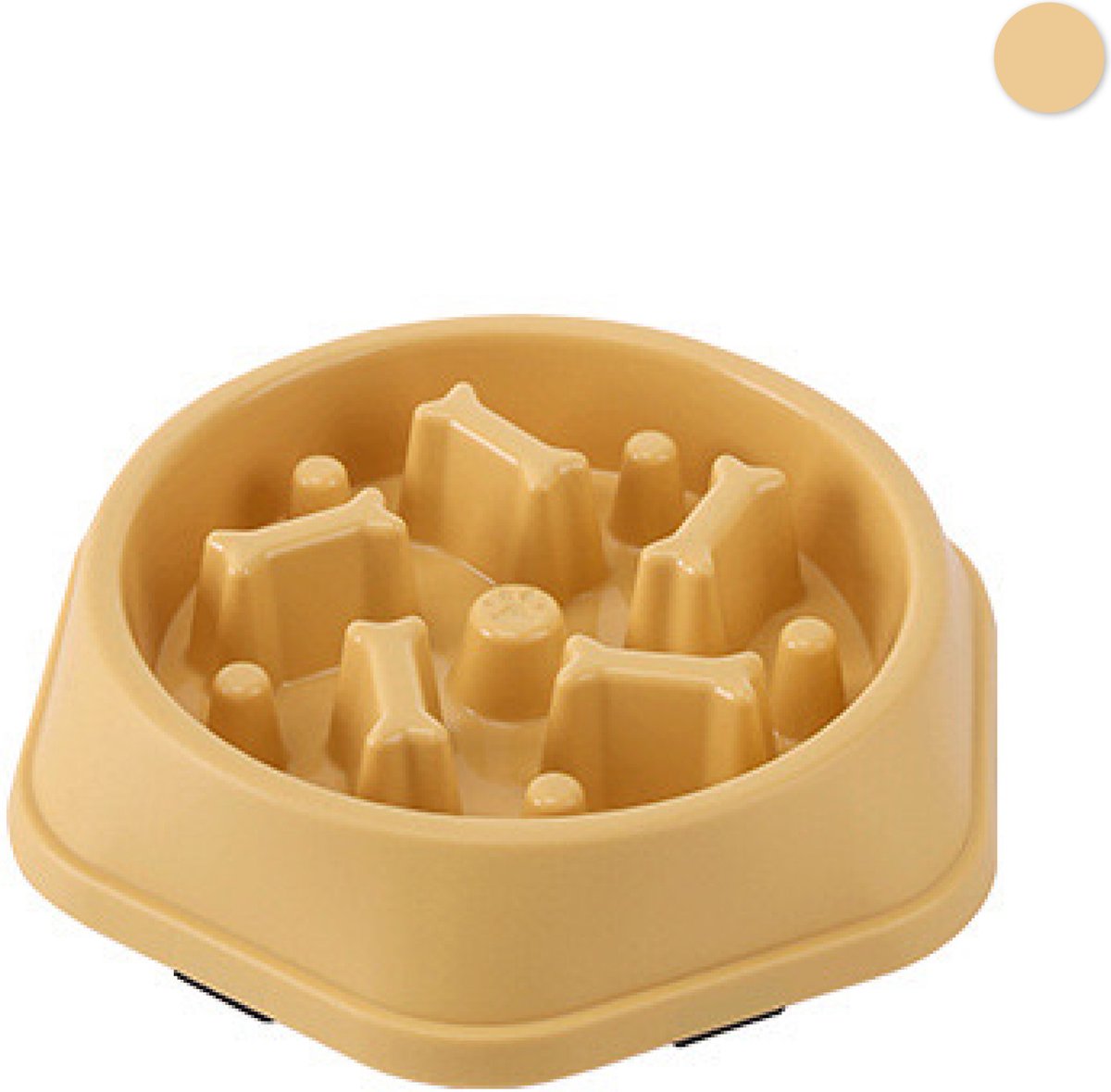 Colorful Sun® Anti schrokbak hond en kat - Slow Feeder - 1 st - 500 ml - Voerbakken - Anti Schrok Voerbak - Hondenbak - Hondenvoerbak - Honden voeding - Dieren Eetbak - Slow bowl - Geschikt voor kleine, middelgrote en grote honden - Geel