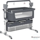 Bol.com Eszenzics™ Peuterbed - Luxe Co Sleeper -Baby bed - Scenes wiegen met Remote bediening - tot 80(!)kg belastbaar - Grijs -... aanbieding