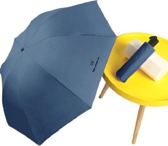 UV Paraplu - Paraplu en Parasol in één - Automatisch uitklapbaar én inklapbaar - met UV bescherming - Mini Zonneparaplu - Hand Parasol - Kleur Blauw