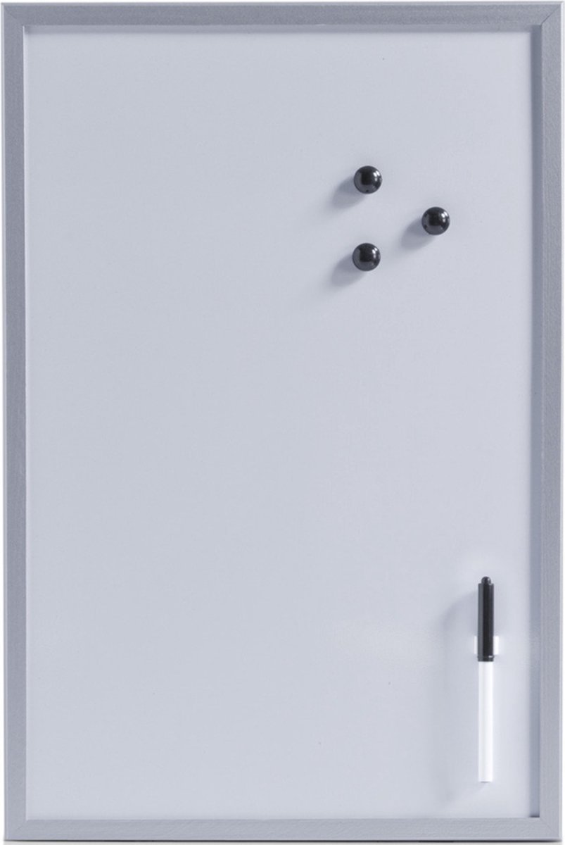 Zeller magnetisch whiteboard/memobord - met grijze rand - 40 x 60 cm - Schoolbord - met stift