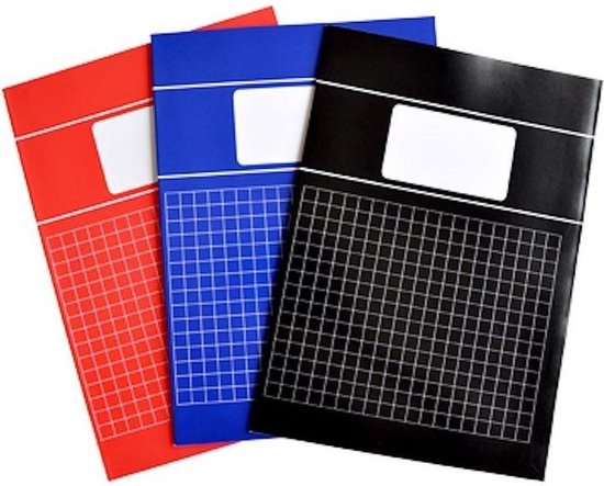 Schoolschriften A4 met grote ruitjes - 10x stuks - wiskunde - gekleurde kaften - papier