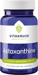 Paarse pot met Astaxanthine. Vitakruid logo en 60 vegan softgel capsules.