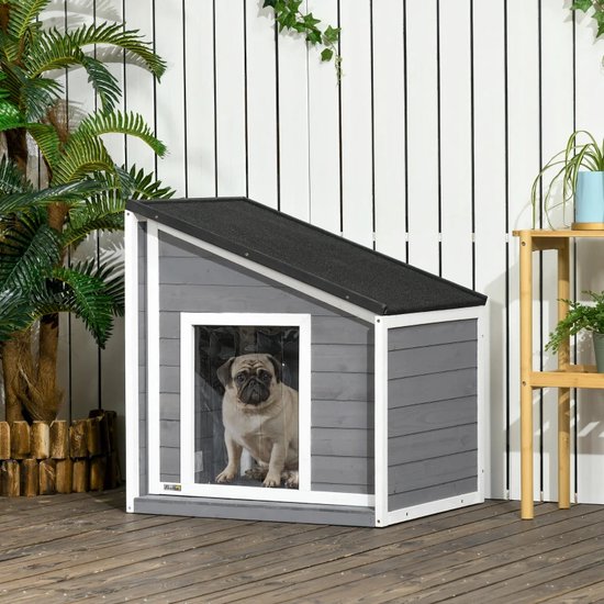 Hondenhok - Buiten - Bench - Ren - Weerbestendig - Kennel - Rek - Grijs