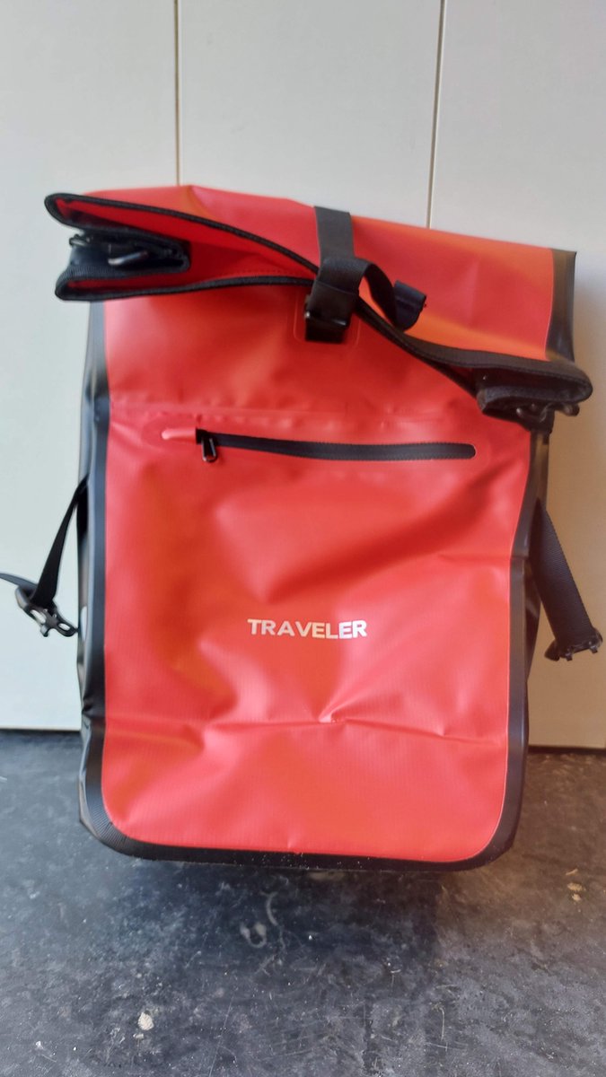Traveler waterdichte bisonyl enkele fietstas - rood - 31 liter