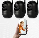 Lakoo - Babyfoon met Camera en App - WiFi - FULL HD - Baby Monitor - Baby Camera - Bestverkocht - Babyfoons met Beweeg en Geluidsdetectie - Zwart - Indoor - Night Vision for Baby/Nanny - FULL HD - Baby Monitor - 3 Pack