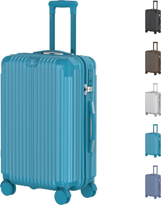 Voyagoux® - Bagage à main Valise de voyage - 40L - Valises - Valise de voyage à roulettes - Bleu clair - Serrure TSA