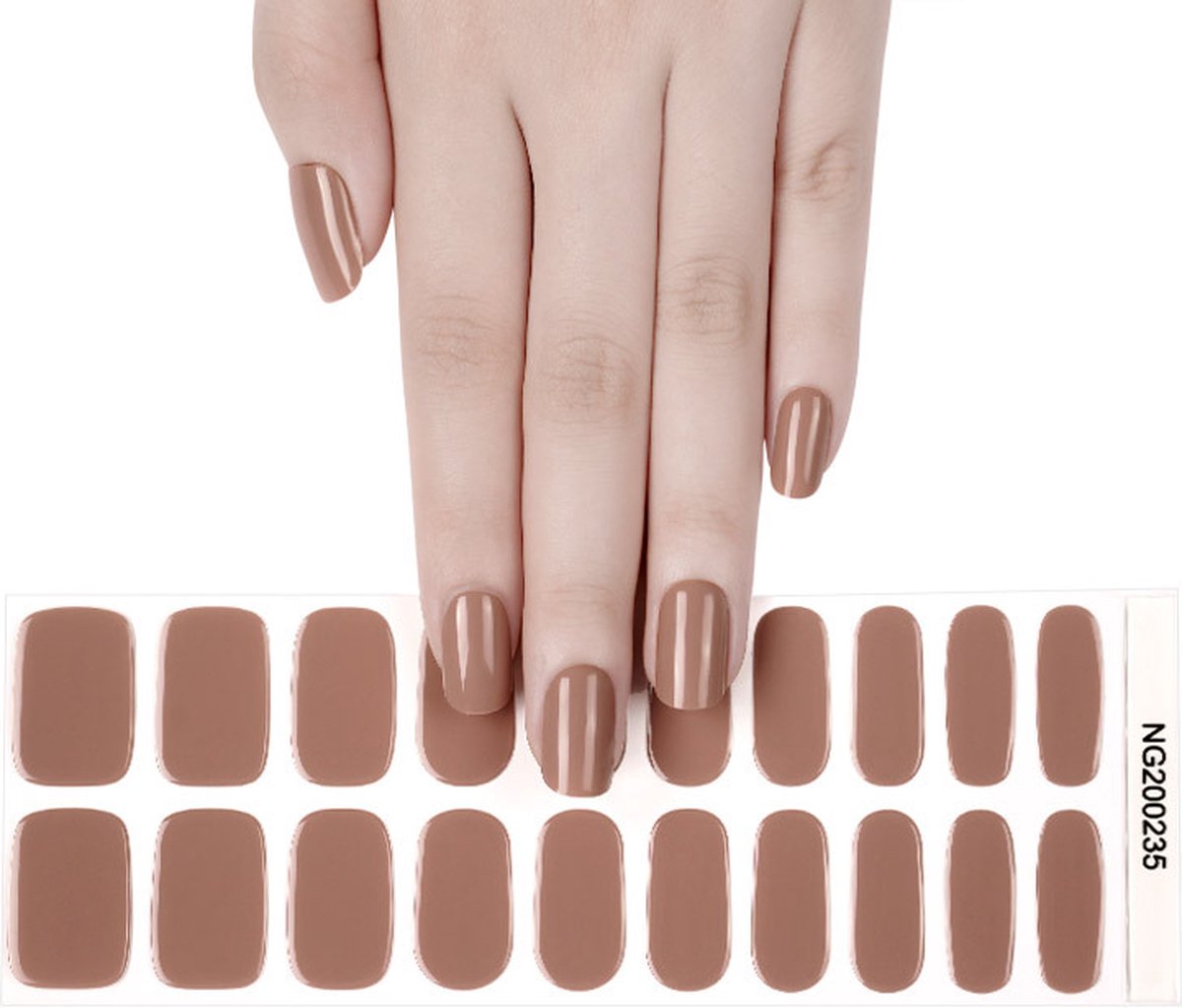 Goedkoopste Gel Nail Wraps – Gel Nagel Wraps – Gel Nail Stickers – Gel Nagel Folie - UV lamp – Taupe Intense