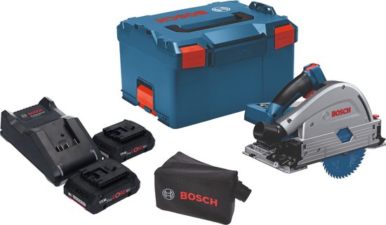 Bosch GKT 18 V 52 GC Scie circulaire plongeante professionnelle BITURBO brushless + 2x batterie ProCore 4,0 Ah + chargeur + L-Boxx + module de connexion