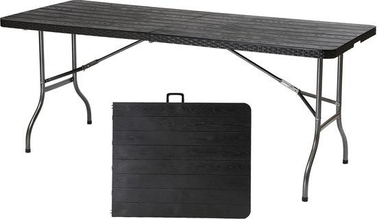 Table pliante valise aluminium 2 bancs table de camping finition 90 cm en bois fête barbecue 16_0002497 | Leroy Merlin