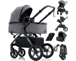Lunola Mira X1 - Kinderwagen 3-in-1 - incl. autostoel - 0-20kg - XXL - Multifunctionele Buggy 3in1 - Grijs