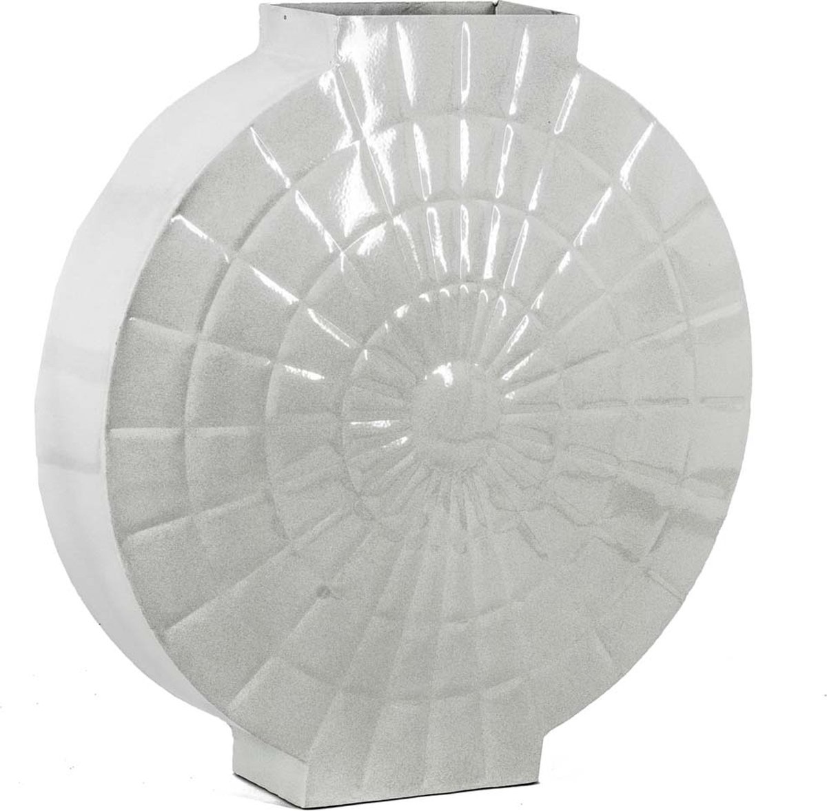 homebound by ky Metalen vaas rond wit | 35,5x8,5x38,5cm | metalen bloemenvaas rond wit