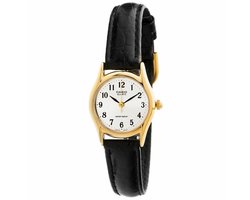 Casio Dames D CA WIT ZWART LTP-1154PQ-7BEG - Horloge - Leer - Zwart - 23 mm