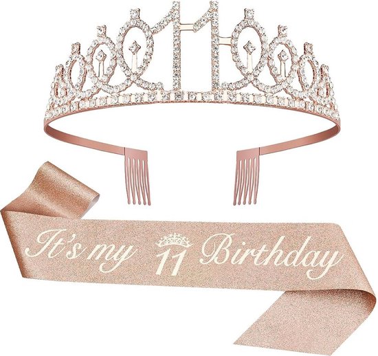 Joya Party® Verjaardagsset | Kroontje en Sjerp | Verjaardag | Verjaardagsfeest | Versiering Kinderfeestje | Leeftijd 11 jaar