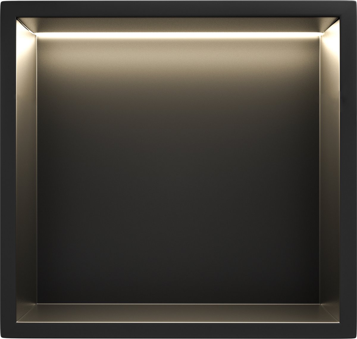 Via Fectio® Inbouwnis - Inbouwnis Badkamer - Met LED Verlichting - 30x30x10 cm - Mat Zwart RVS