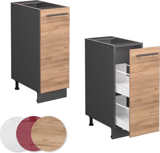 Vicco Armoire à pharmacie Fame- Line, Chêne puissant or/Anthracite, 30 cm sans plan de travail