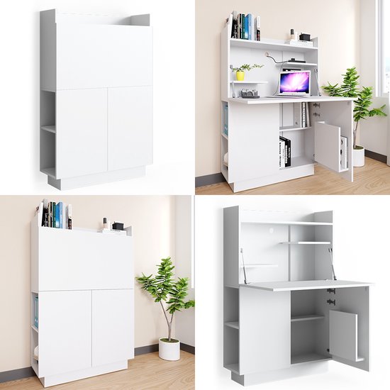 Vicco Bureau secrétaire Alena, Wit, 85 x 27 cm