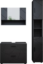 Vicco Ensemble de meubles de salle de bain Irma, Anthracite brillant, 3 parties, avec meuble bas 80 cm