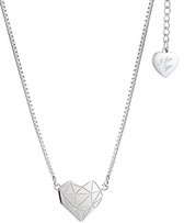 Malinsi® Ketting Dames GeoHart - Zilverkleurig RVS 40+5cm - Kettingen Cadeau vrouw