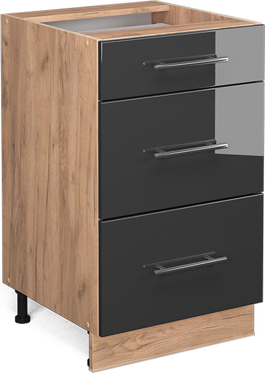 Vicco Fame-Line Keukenonderkast – 50 cm, WB Marmer Antraciet Hoogglans