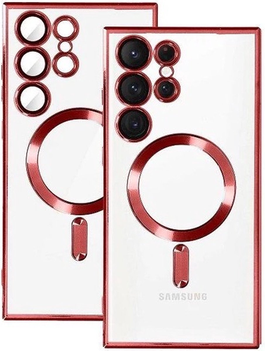 TG Techgrip - Hoesje Geschikt voor Samsung S22 Ultra Magsafe Compatible - Back Cover Hoesje met ingebouwde 9H HD camera glas bescherming - Rood Hoes Geschikt voor Samsung Galaxy S22ULTRA