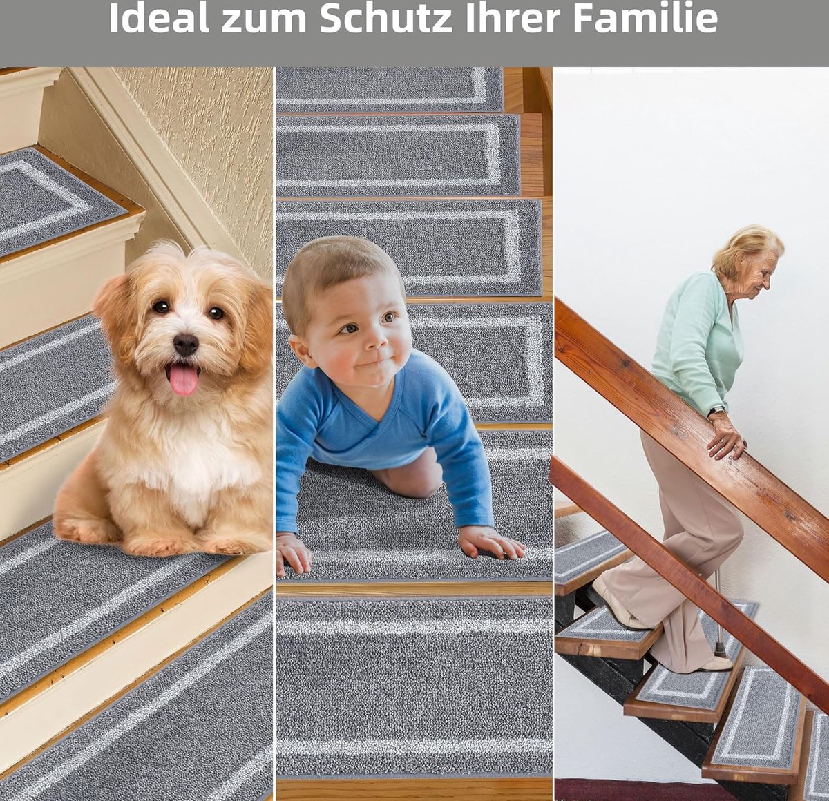 traptreden, matten, zelfklevend, bruin rechthoekig, voor buiten, binnen, veiligheids-trapmat voor kinderen 4 stuks