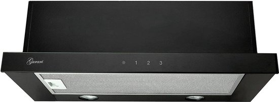 GURARI afzuigkap GCH 117 BL Prime N, inbouw afzuigkap 60 cm, in zwart, zwart glas, 1000m³/h