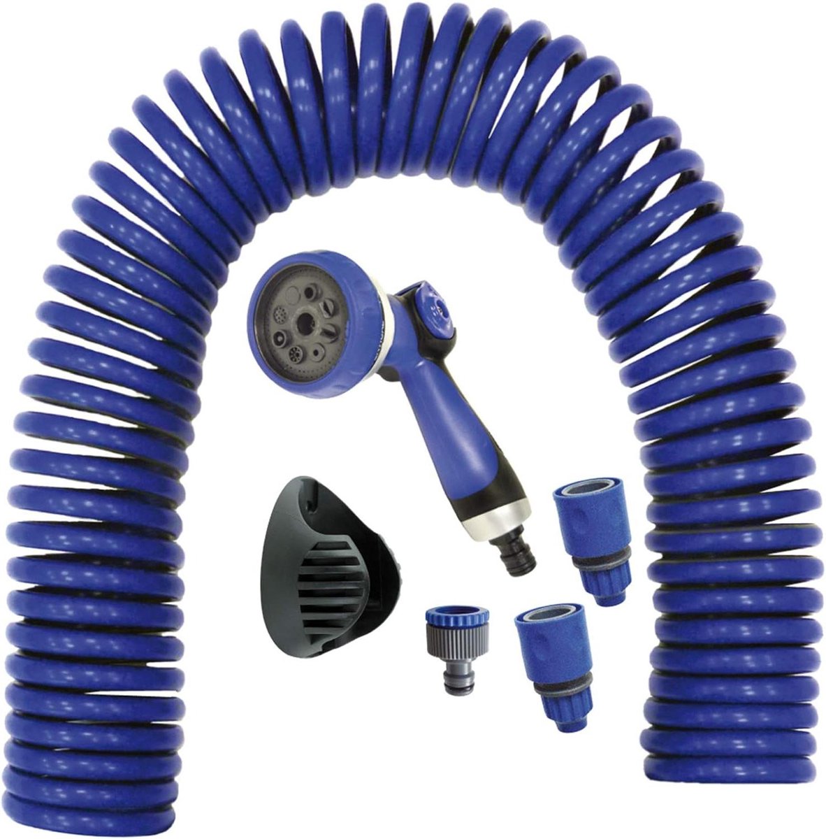 Spiraalslang 15 meter met 8 functies en verbindingsstukken - Blauw