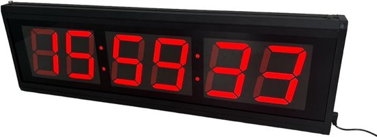 Grande horloge murale numérique professionnelle XXL rouge (boîtier en aluminium)