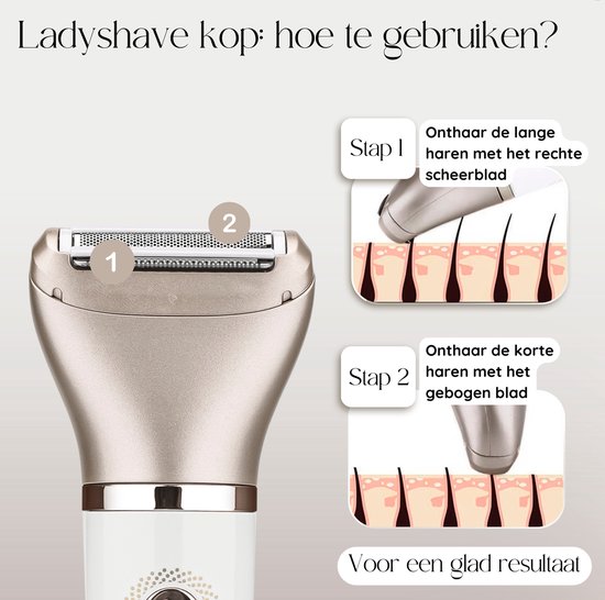 2-in-1 Ladyshave + Extra Scheerkop - Gezicht - Oksels - Benen - Bikinilijn - Scheerapparaat Vrouw - Ontharingsapparaat Electrisch Ontharen - Gezichtsontharing Dames - Trimmer Vrouw - Ladyshaves Bikini - USB Oplaadbaar