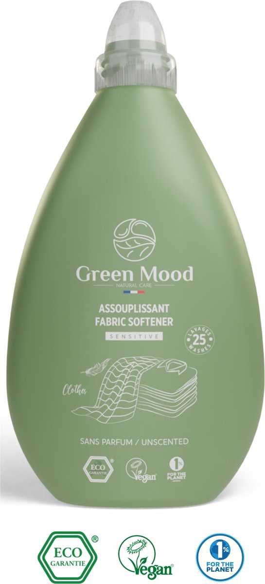Goedkoopste Green Mood Organics Wasverzachter - Ongeparfumeerd - Ecologische Hypoallergene - Vloeibare - 1000 ml