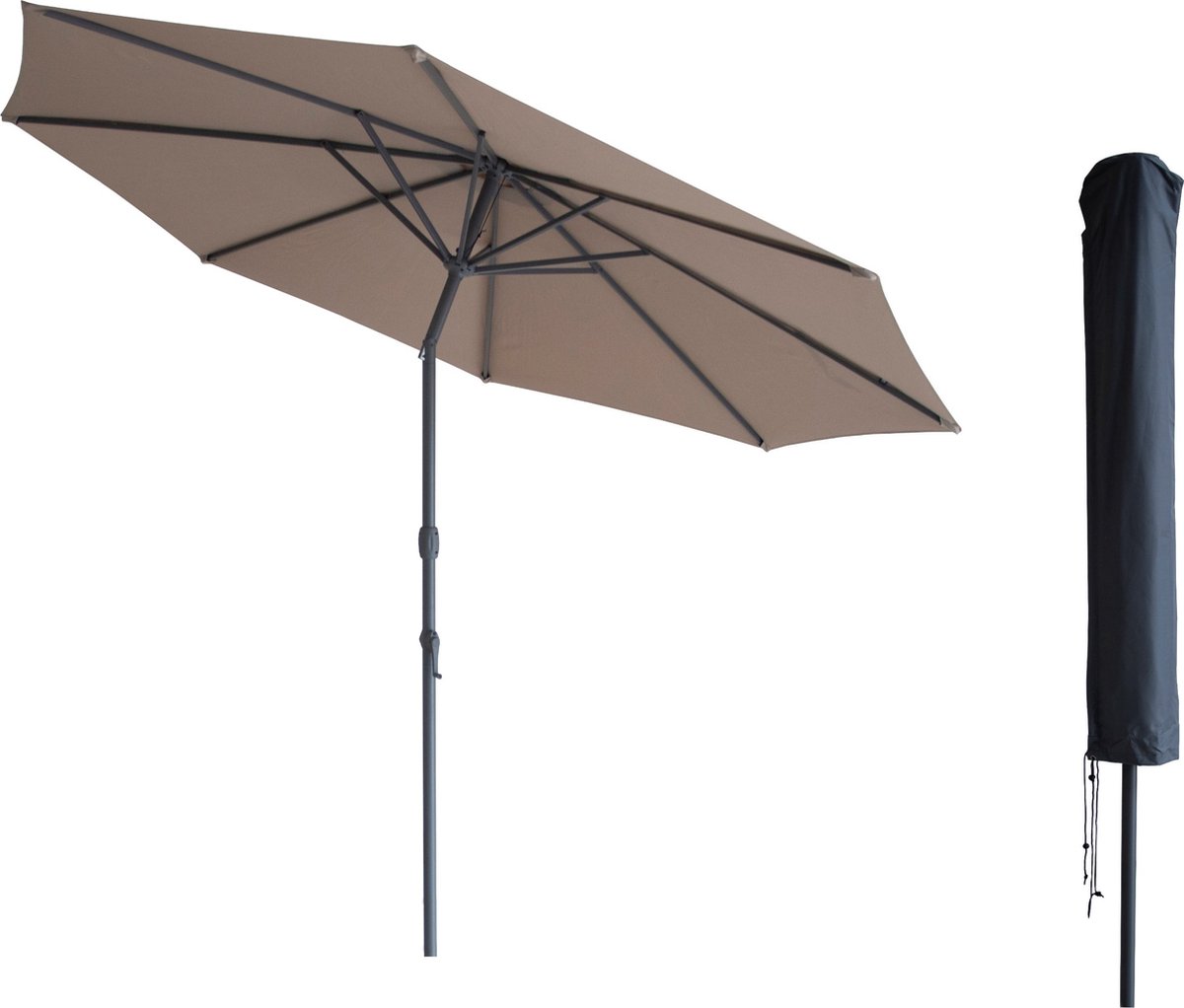 Bol.com Kopu® Valencia Parasol Rond 300 cm met Beschermhoes - Taupe aanbieding
