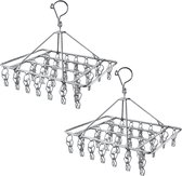 Bol.com Droogcarrousel x2 -RVS Droogrek buiten met 30 Knijpers - Hangend Droogrek - Wasrek voor Binnen en Buiten- Camping Droogr... aanbieding