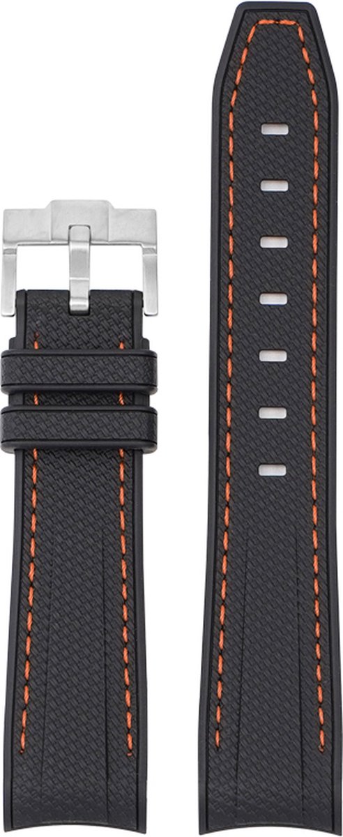MoonSwatch - Omega - Swatch Mission on Earth - Rolex - SEIKO - Speedmaster - Rubberen horlogeband met perfecte pasvorm - 20mm - Zwart met Oranje streep