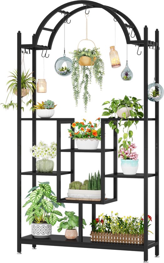 Tribesigns Plantenstandaard voor binnen, meerlaags, 11 pottenplankjes, bloemenstandaard, hoog plantenrek, plantenbak-organisator voor tuin, balkon, woonkamer, rustiek bruin