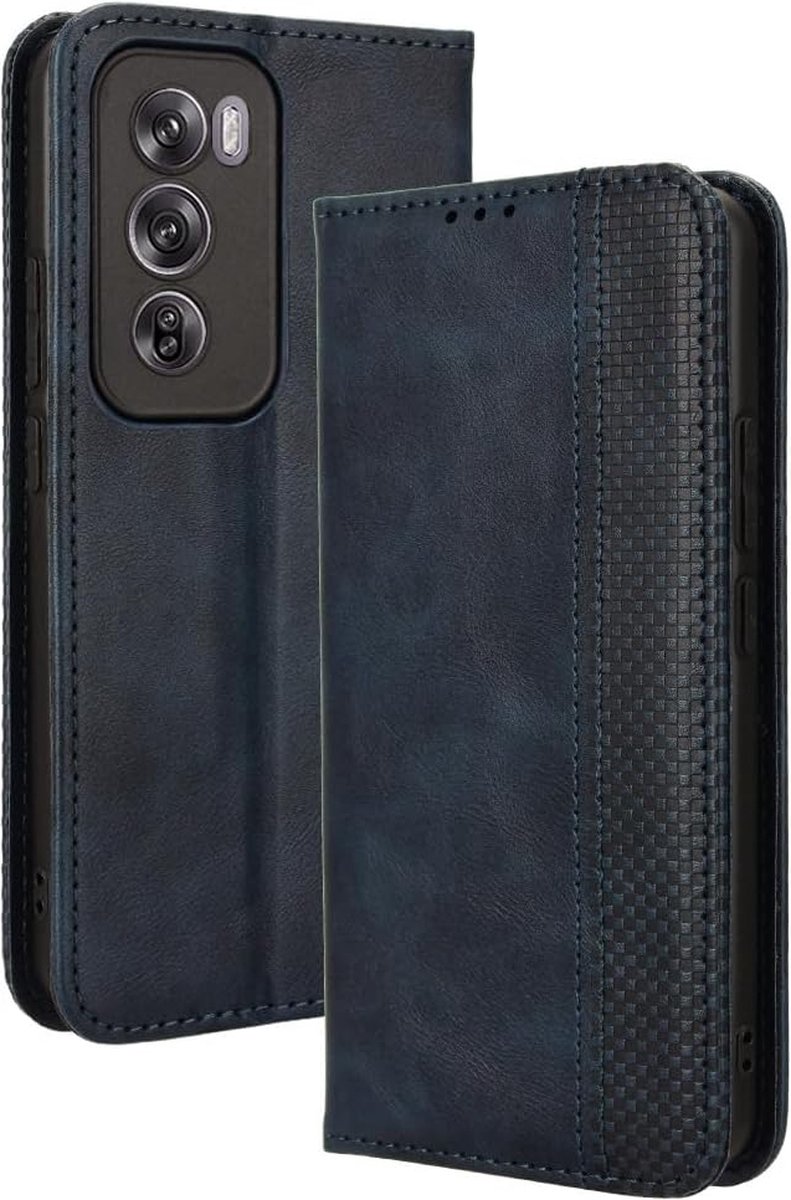Geschikt voor Oppo Reno 12 Pro 5G - Hoogwaardig Leer - Portemonnee met TPU-binnenkant - Schokbestendig - Standfunctie - Book Case Hoesje - Blauw