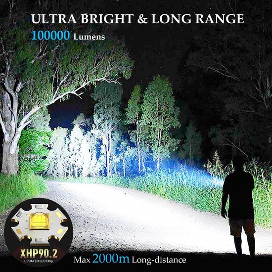 daphomeu Led-zaklamp, oplaadbaar, ultra-heldere werkplaatslamp, werkt