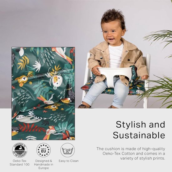 Kussen voor Stokke Tripp Trapp - Handgemaakt in Europa - Groen Kleur - Compatibel met Stokke Tripp Trapp Trip Trap Stoel van Grabease — afbeelding 2