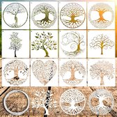 Set van 12 Boom Stencils - Herbruikbare Sjablonen voor Natuurlijke Plantendecoratie, DIY Kunst en Ambachten