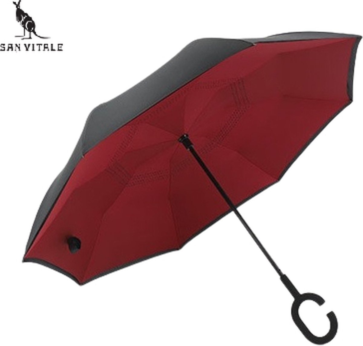 San Vitale® - Unieke reversible Windproof Paraplu - Wijn rood/Aubergine