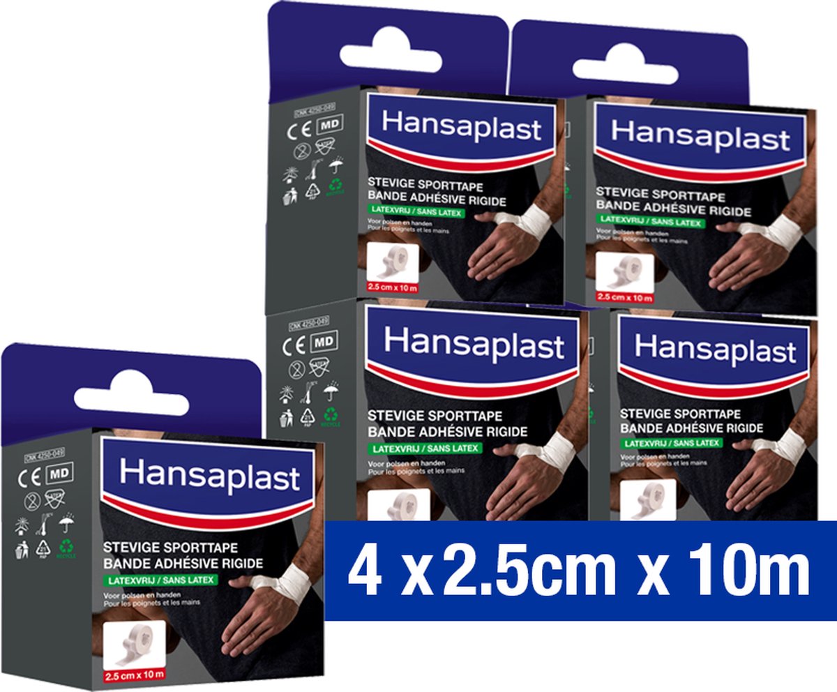 Hansaplast Stevige Sporttape - Tape Voor Polsen En Handen - Blessure Tape - Voordeelverpakking - 4 x 2.5cm x 10m