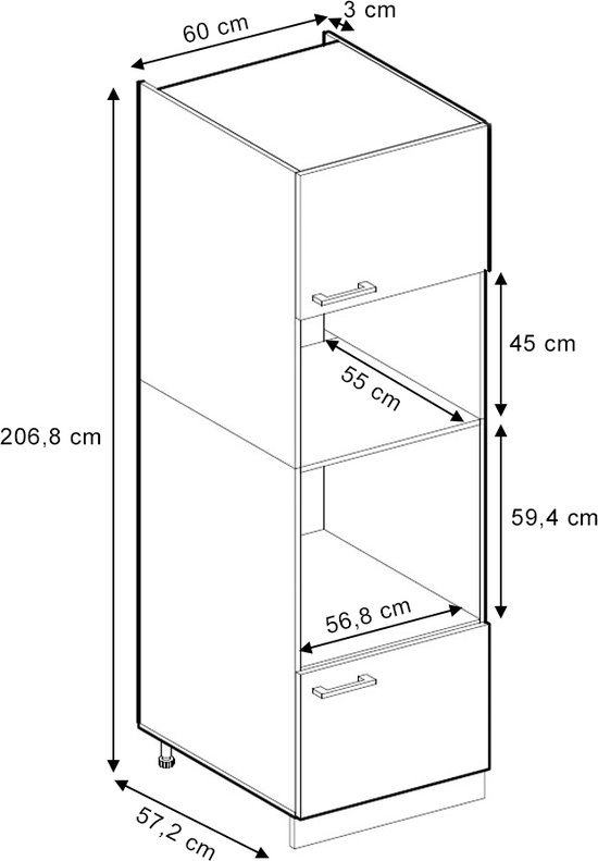 Vicco Armoire à micro-ondes R- Line, Chêne puissant or/Anthracite, 60 cm