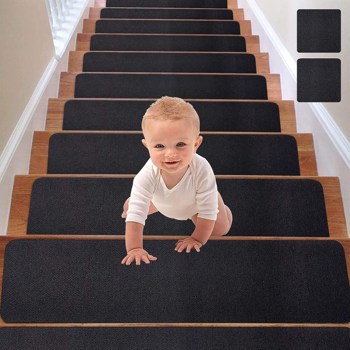 traptreden, matten, zelfklevend, bruin rechthoekig, voor buiten, binnen, veiligheids-trapmat voor kinderen 14stuks