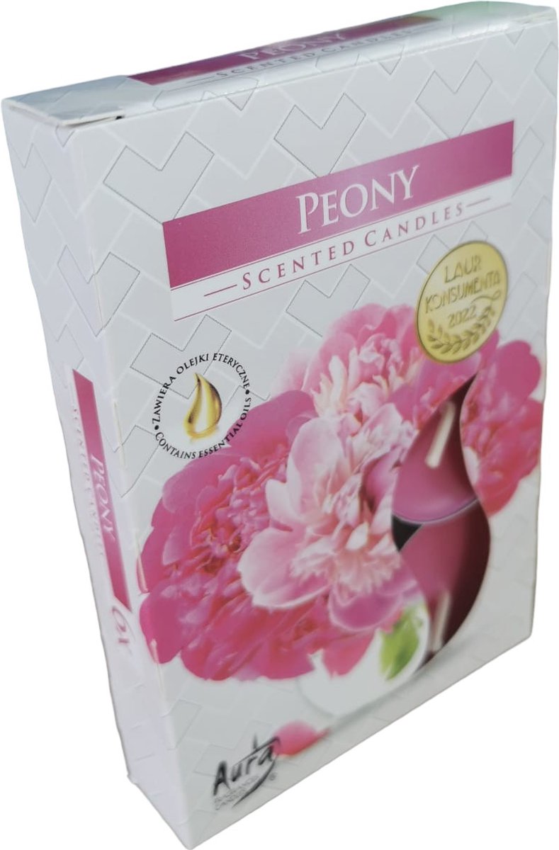 Theelichtjes Arura Pioen - Geurend - 2 X doos - cadeau - Paraffine