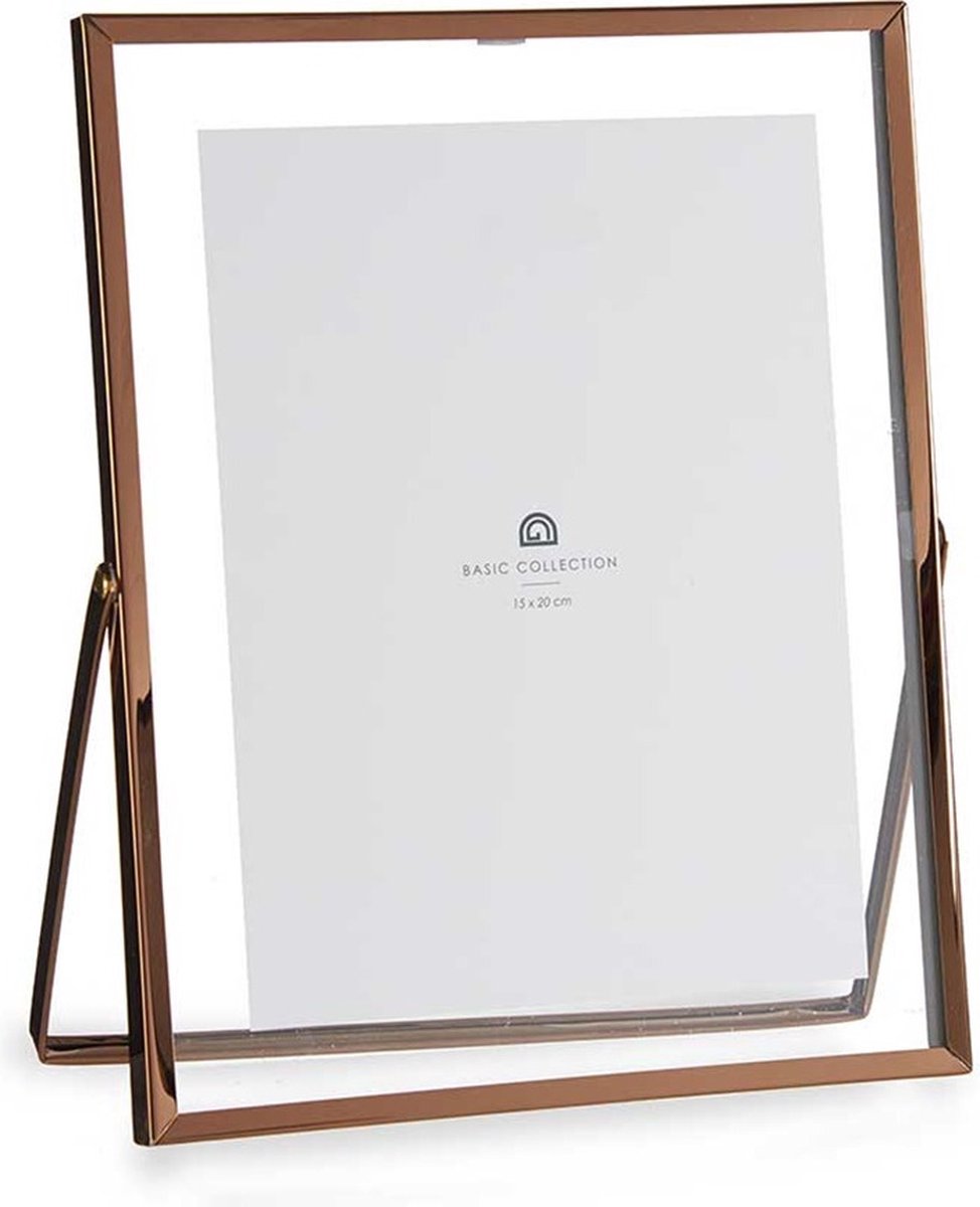Giftdecor Fotolijstje voor 15 x 20 cm foto - koper - metaal - Modern - frame 20 x 25 cm - staand