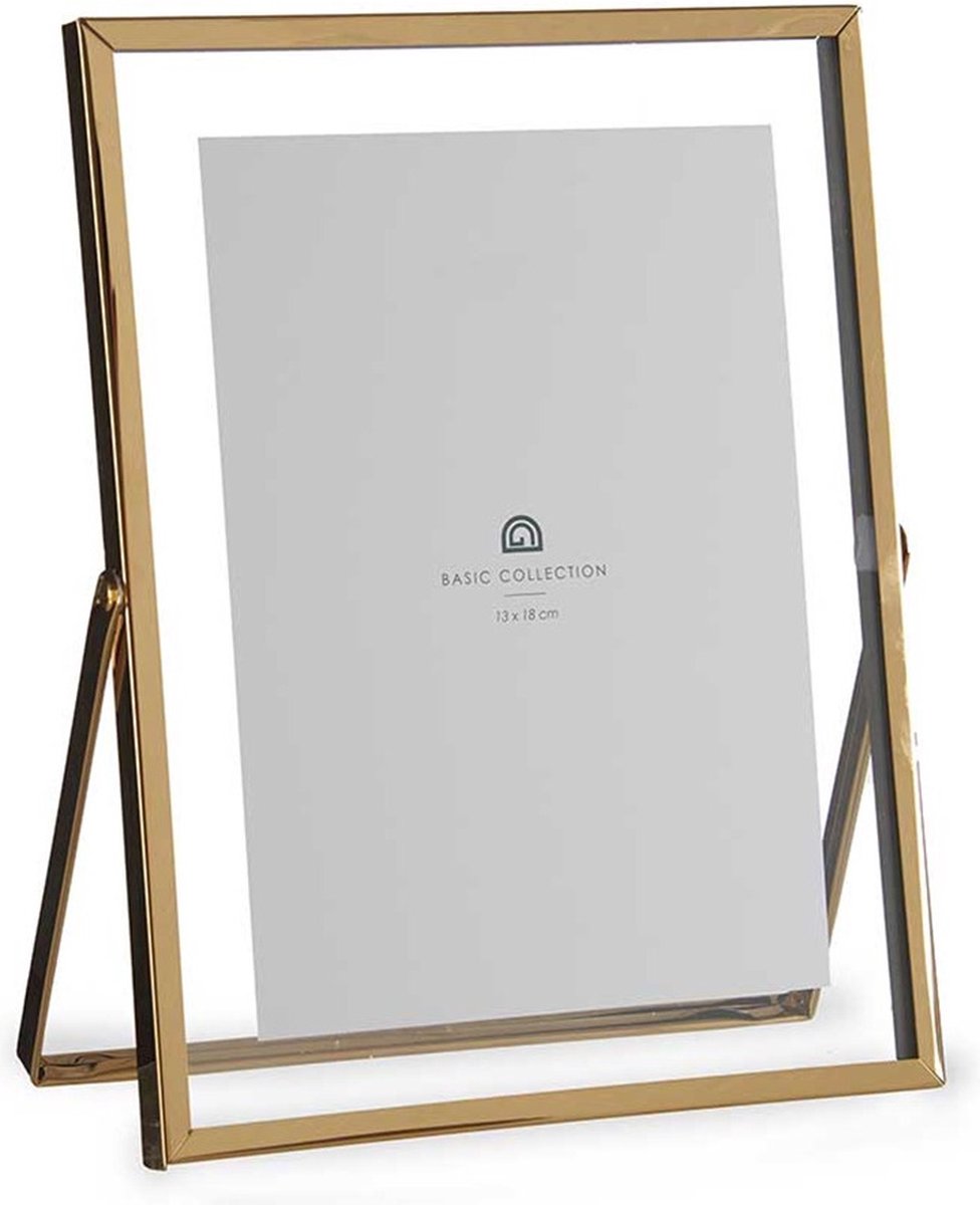 Giftdecor Fotolijstje voor 13 x 18 cm foto - goud - metaal - Modern - frame 18 x 23 cm - staand