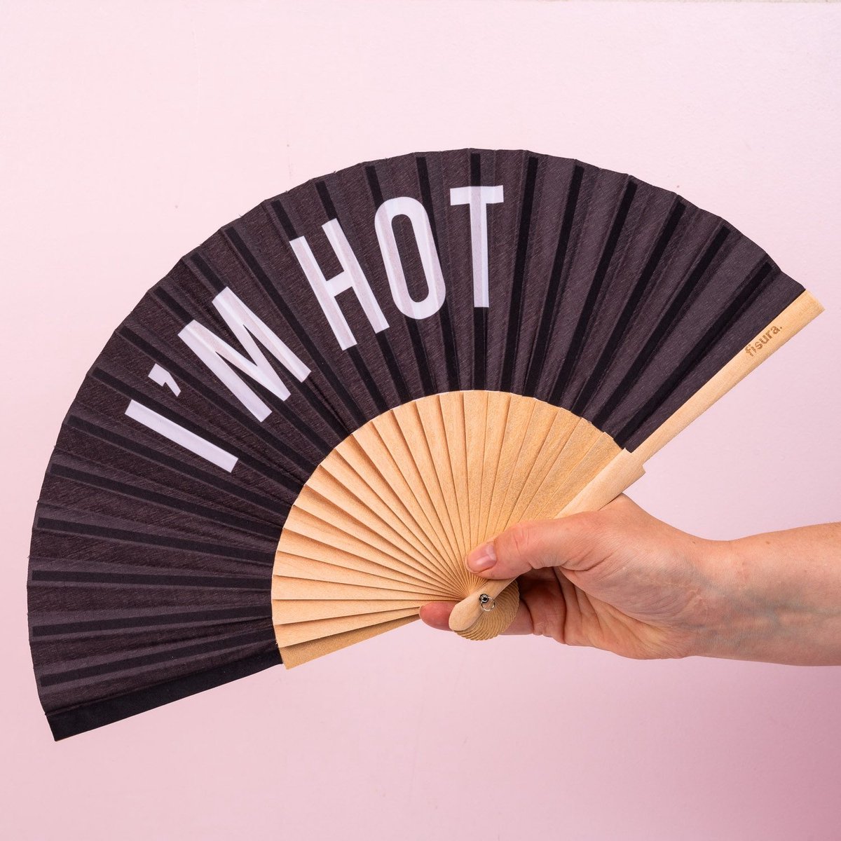 Houten waaier I'm Hot - Zwart van Fisura