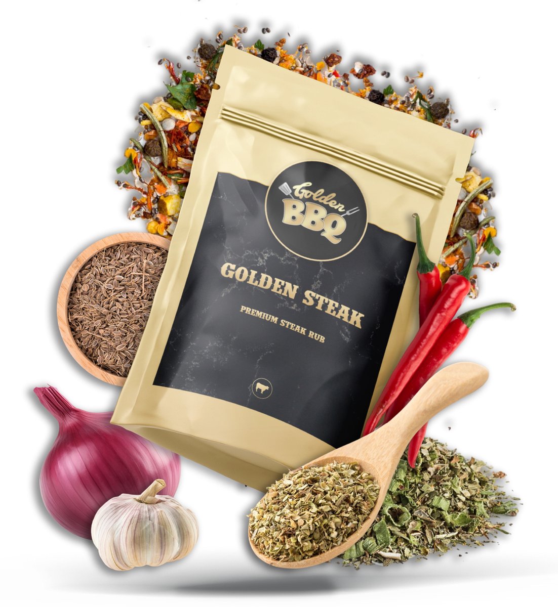 Goedkoopste Golden BBQ - Golden Steak - BBQ Rub - Kruidenmix - Biefstuk en steak kruiden - 200 gram