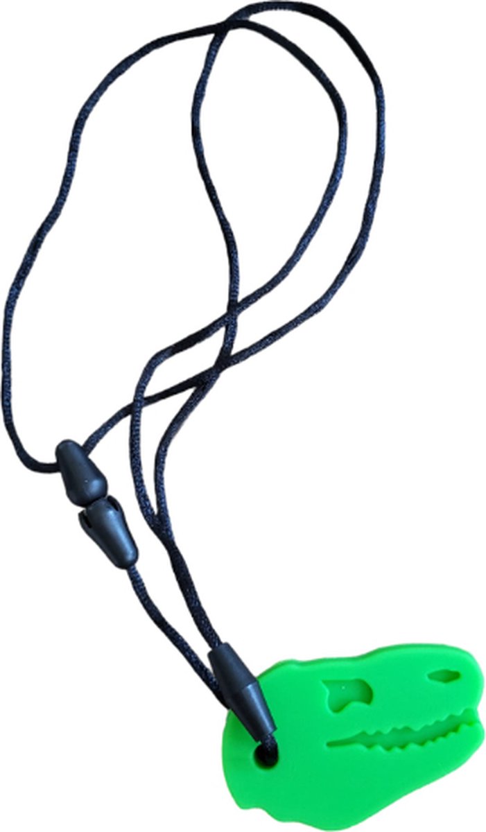 Bijtketting Kauwketting Kauwsieraad Stressverlagend Bijtblok Silicone ADHD Autisme Ketting 6x4cm Dino Groen