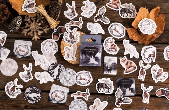 Winterse Bullet Journal Stickers – 46 Stuks | Planner, Agenda, Scrapbook, Laptop & Telefoon Stickers | Bladeren, Dieren, Botanische Ontwerpen | Geschikt voor Volwassenen en Kinderen