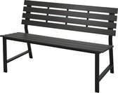 Tuinbank Portals - Gecoat Metaal - Polywood zitting en leuning - Zwart - 2 persoons tuinbank - 125cm